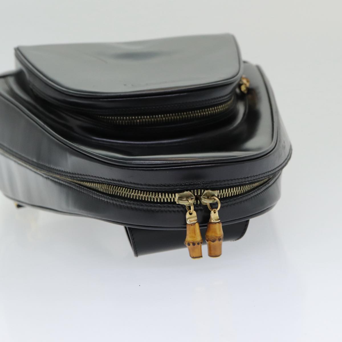 GUCCI Shoulder Bag Patent leather Black Gold 003 3444 0027 Auth 85163