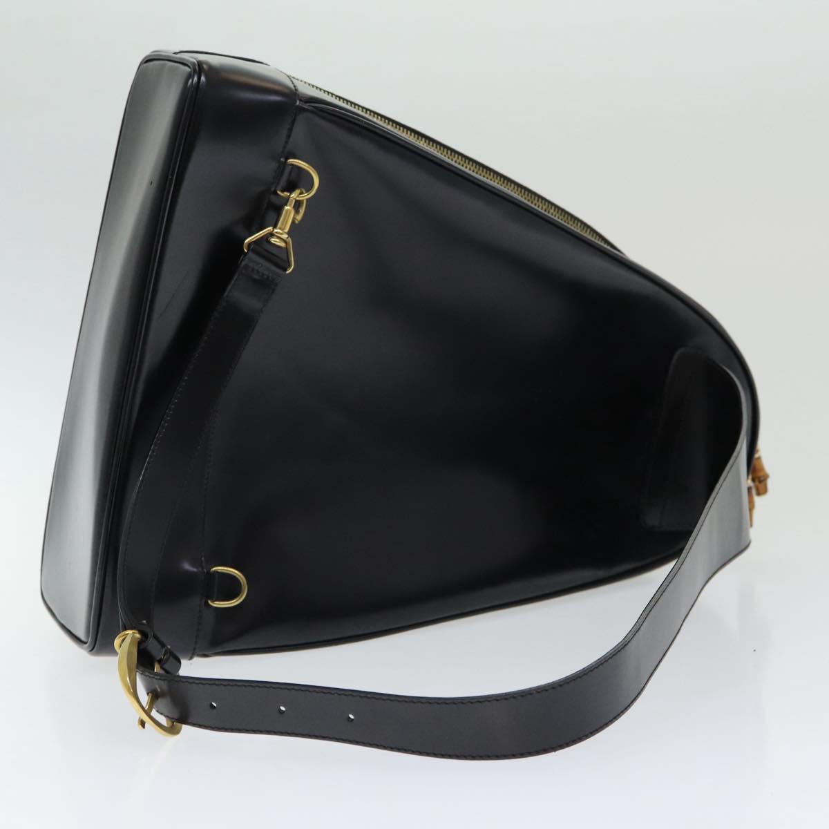 GUCCI Shoulder Bag Patent leather Black Gold 003 3444 0027 Auth 85163