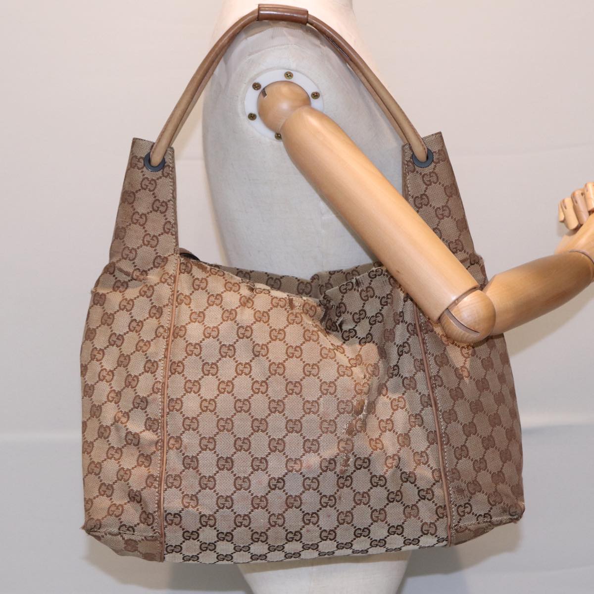 GUCCI GG Canvas Tote Bag Beige 101292 Auth 85180