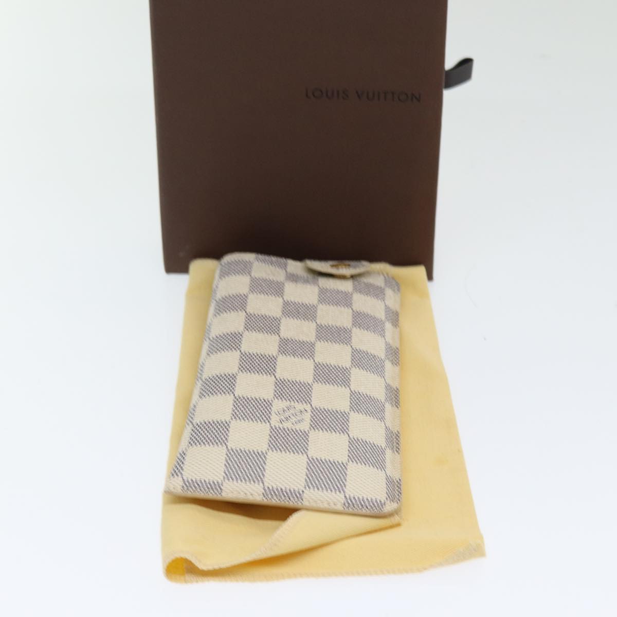 LOUIS VUITTON Damier Azur Etui Lunettes MM Glasses Case N60025 LV Auth 85187