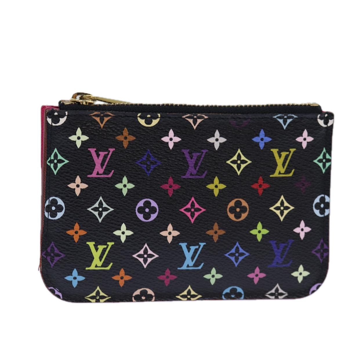 LOUIS VUITTON Multicolor Pochette ClesNM Coin Purse Black M60279 LV Auth 85188