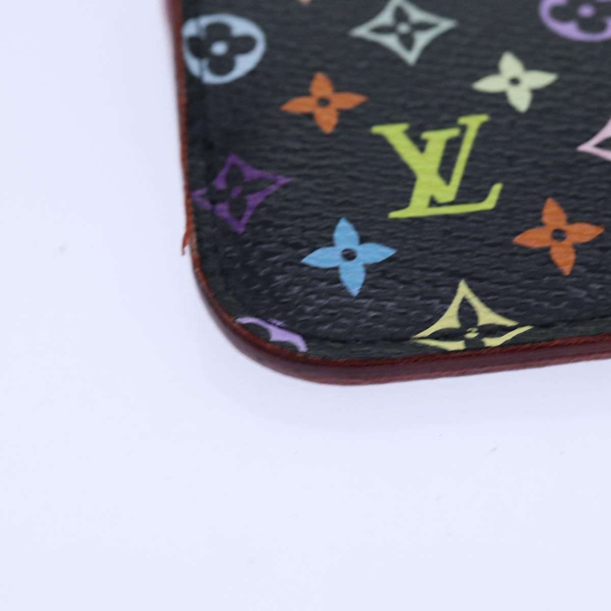 LOUIS VUITTON Multicolor Pochette ClesNM Coin Purse Black M60279 LV Auth 85188