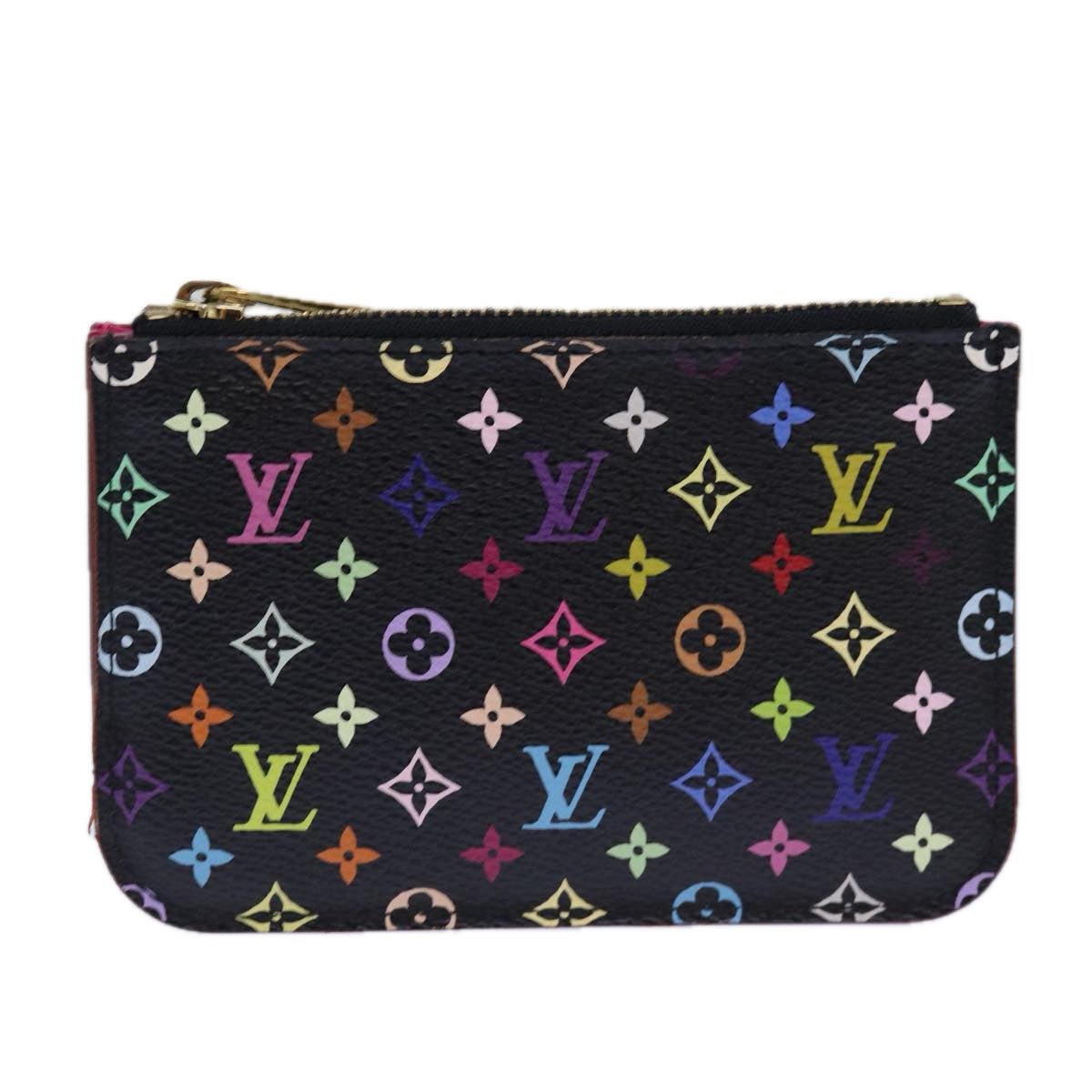 LOUIS VUITTON Multicolor Pochette ClesNM Coin Purse Black M60279 LV Auth 85188