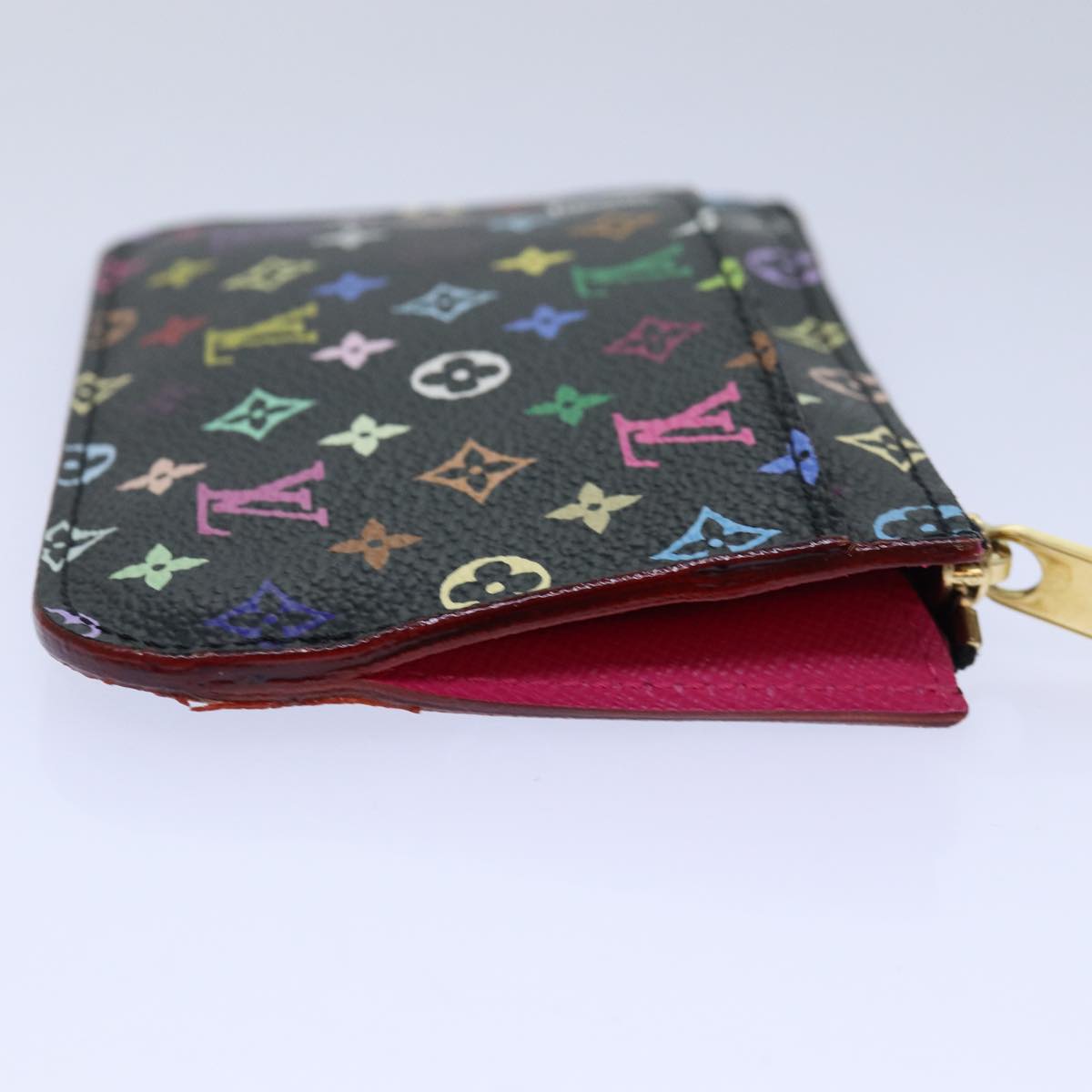 LOUIS VUITTON Multicolor Pochette ClesNM Coin Purse Black M60279 LV Auth 85188