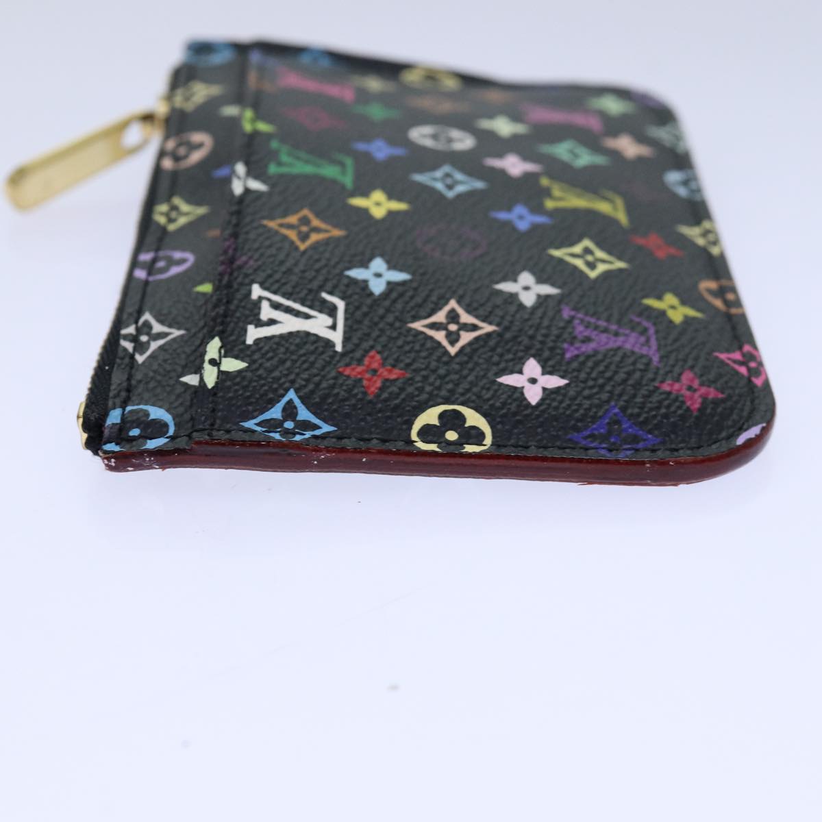 LOUIS VUITTON Multicolor Pochette ClesNM Coin Purse Black M60279 LV Auth 85188