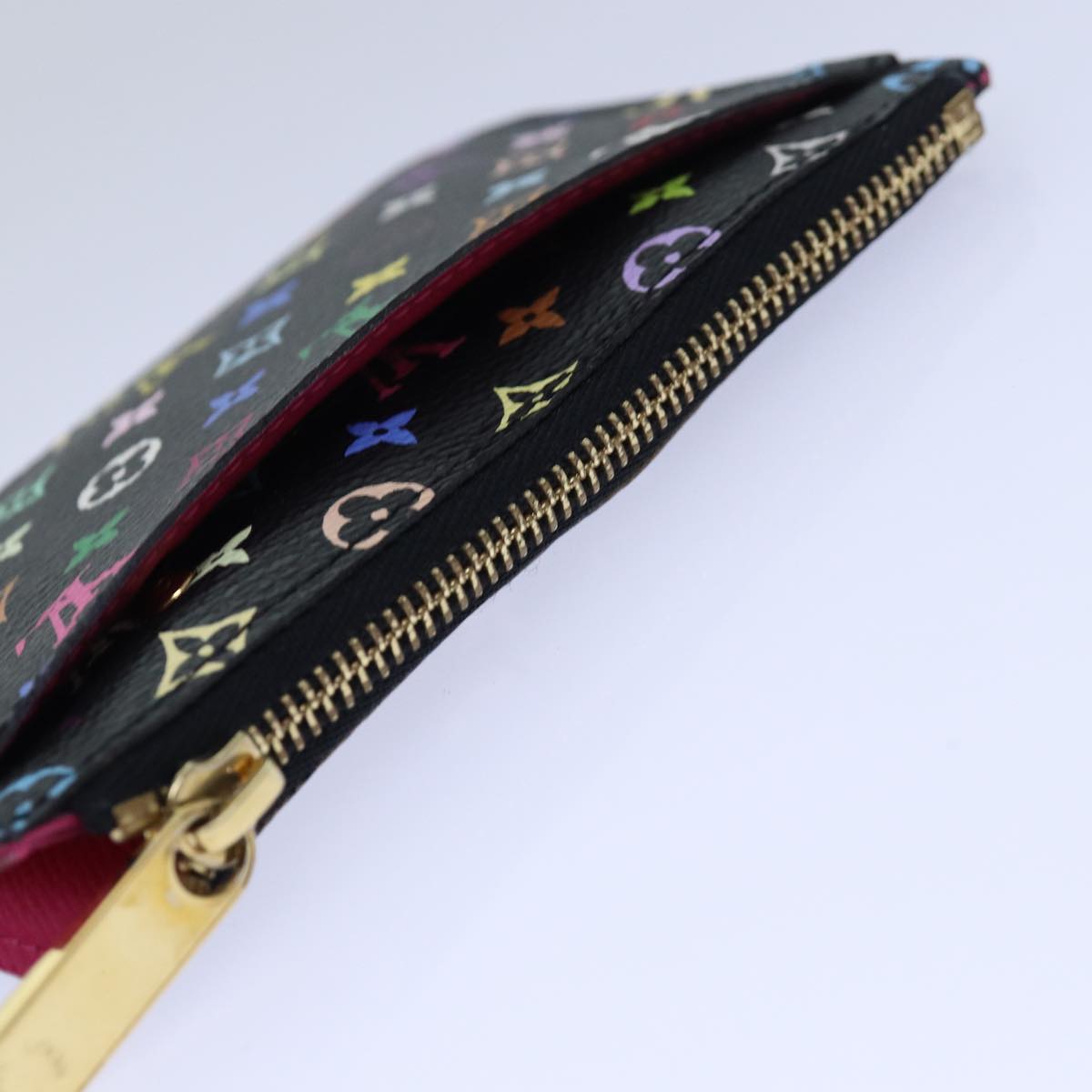 LOUIS VUITTON Multicolor Pochette ClesNM Coin Purse Black M60279 LV Auth 85188