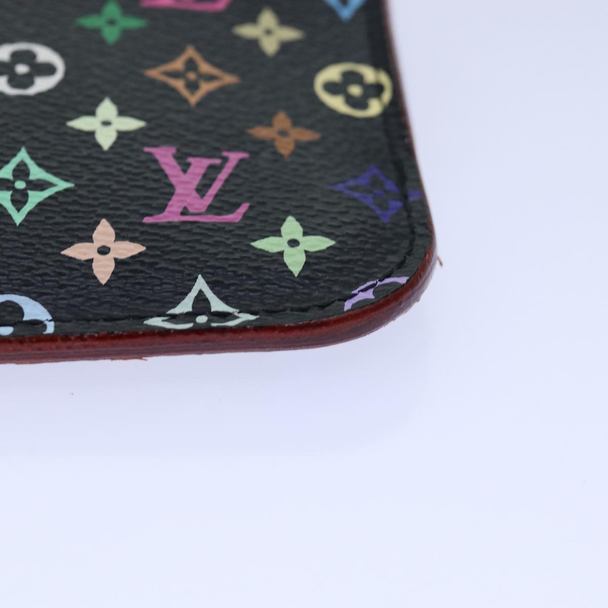 LOUIS VUITTON Multicolor Pochette ClesNM Coin Purse Black M60279 LV Auth 85188