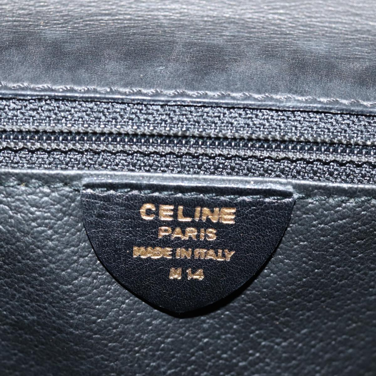 CELINE Hand Bag Leather Black Gold Auth 85222