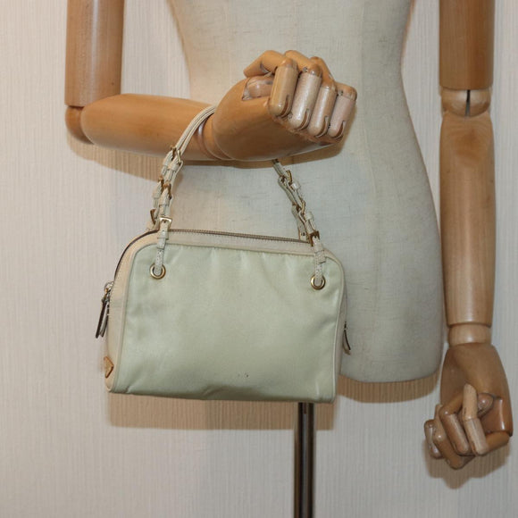 PRADA Handtasche Nylon Gold Beige Auth 85224