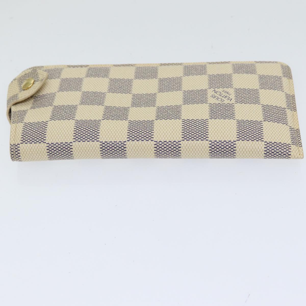 LOUIS VUITTON Damier Azur Etui Lunettes MM Glasses Case N60025 LV Auth 85236