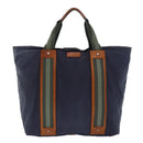 GUCCI Tote Bag Nylon Khaki Silver Auth 85282-13