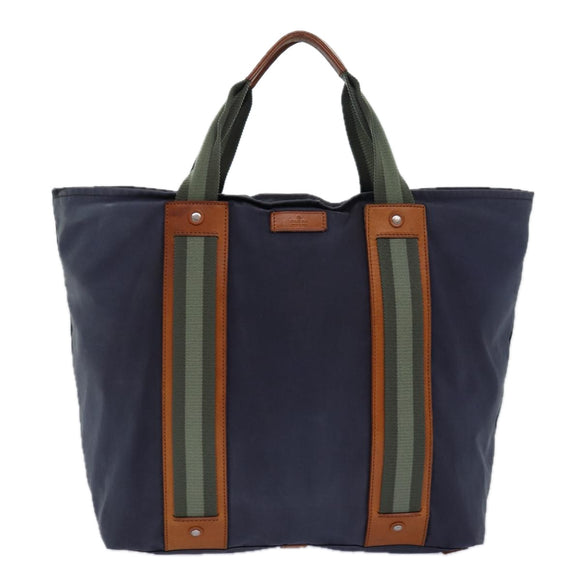 GUCCI Tote Bag Nylon Khaki Silver Auth 85282