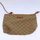 GUCCI Tote Bag Nylon Khaki Silver Auth 85282-12