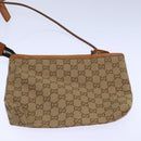 GUCCI Tote Bag Nylon Khaki Silver Auth 85282-22