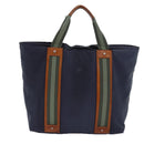 GUCCI Tote Bag Nylon Khaki Silver Auth 85282-2