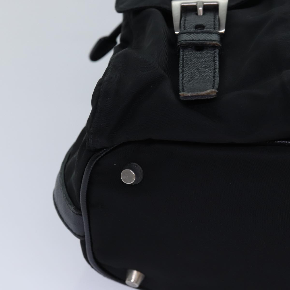 PRADA Backpack Nylon Black Silver Auth 85289