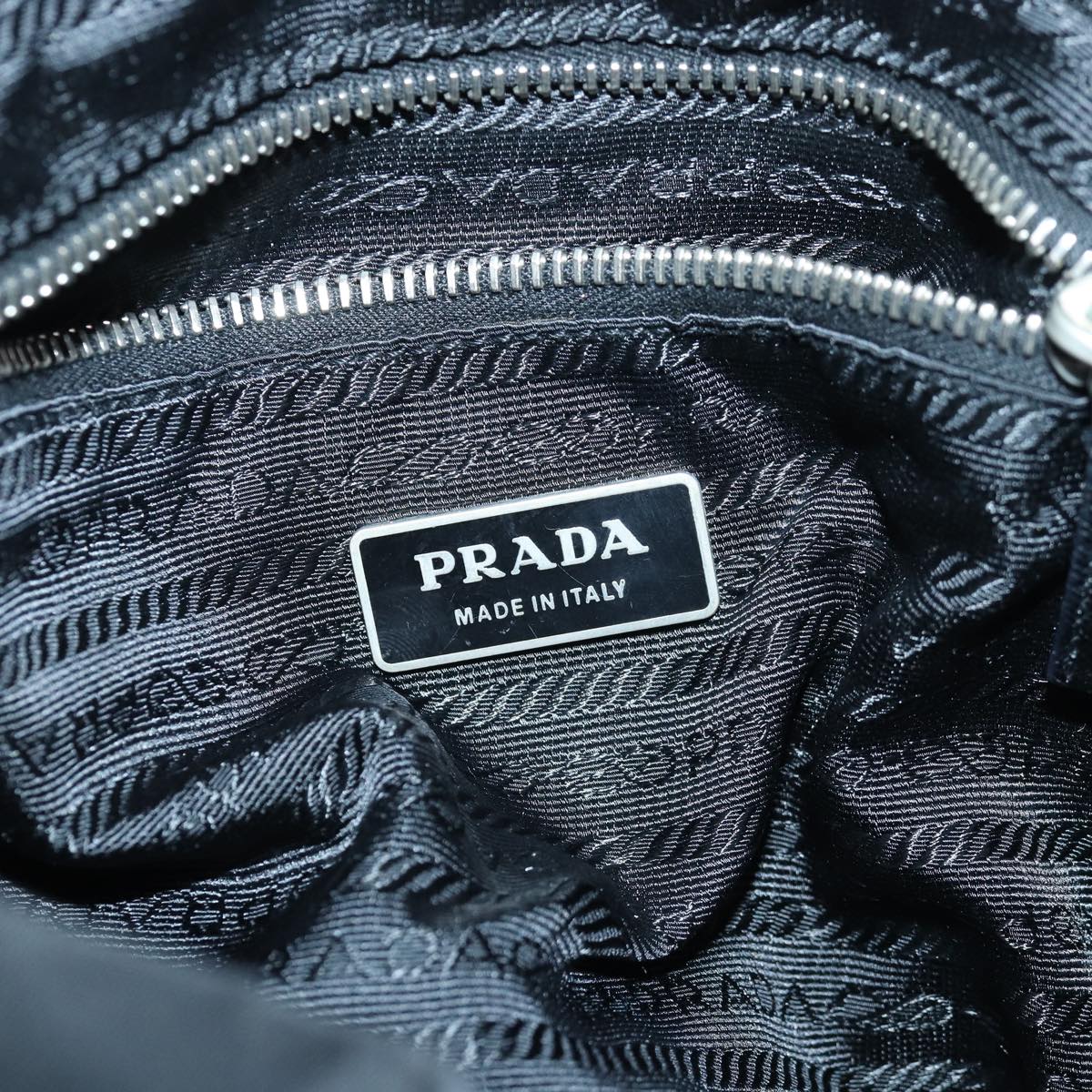 PRADA Backpack Nylon Black Silver Auth 85289