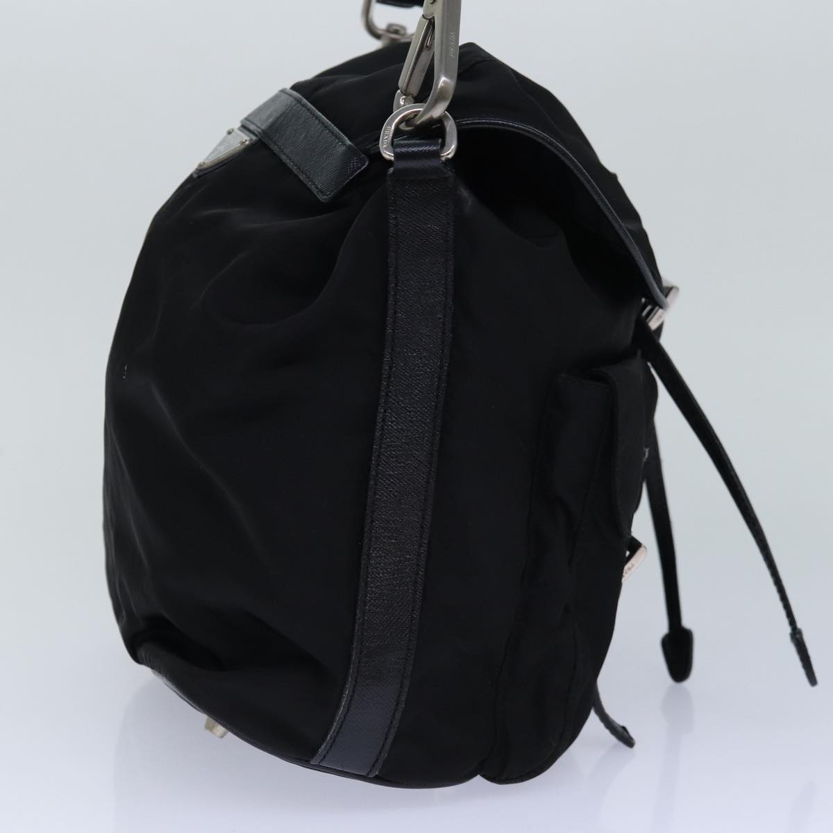 PRADA Backpack Nylon Black Silver Auth 85289