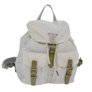PRADA Backpack Nylon White Silver Auth 85291V-1