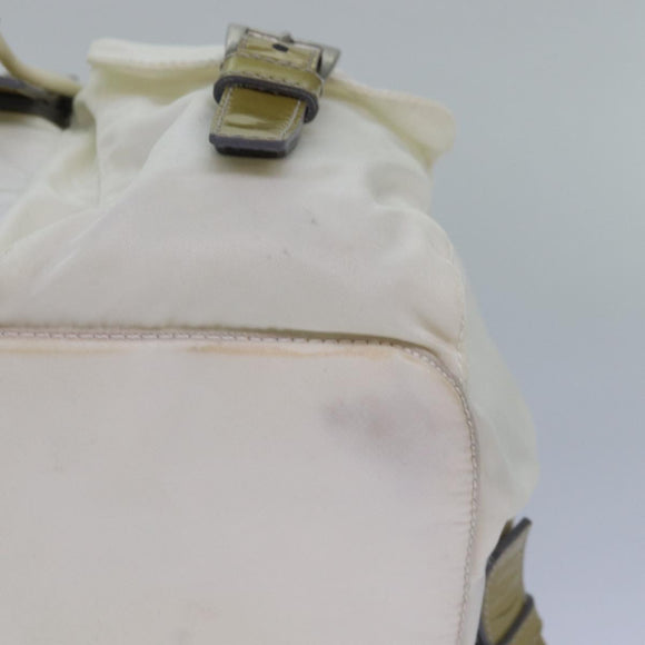 PRADA Backpack Nylon White Silver Auth 85291V