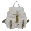 PRADA Backpack Nylon White Silver Auth 85291V-13