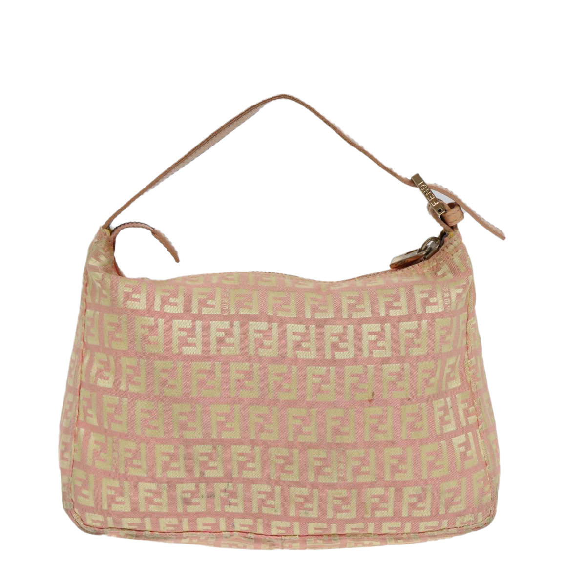 FENDI Zucchino Canvas Hand Bag Pink Gold Auth 85309 - 0