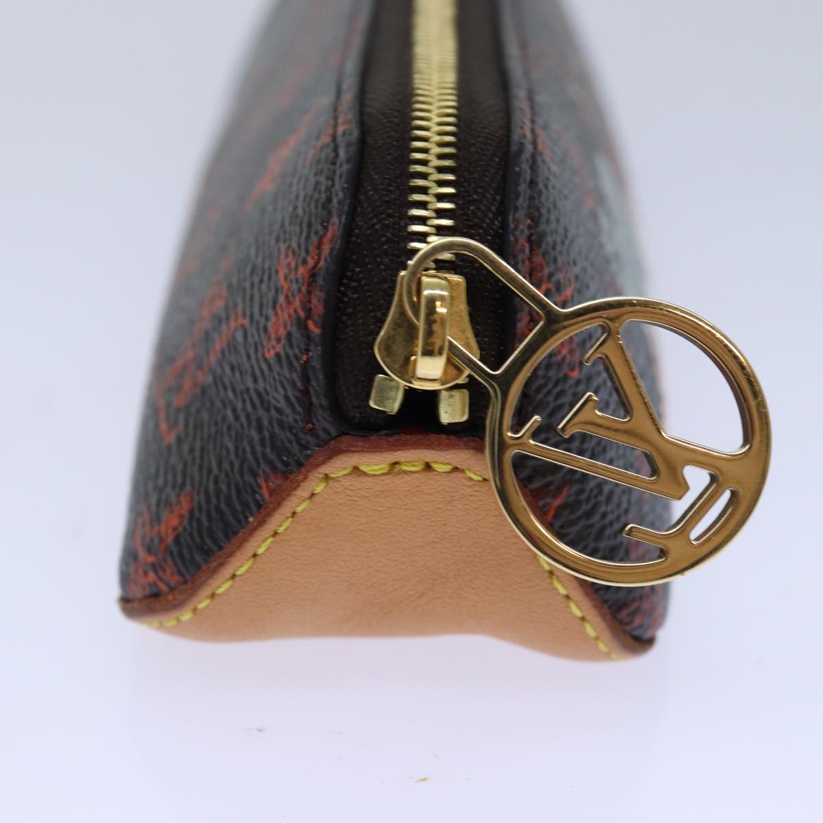 LOUIS VUITTON Catgram Trousse Elizabeth Pen Case Brown GI0357 LV Auth 85318A