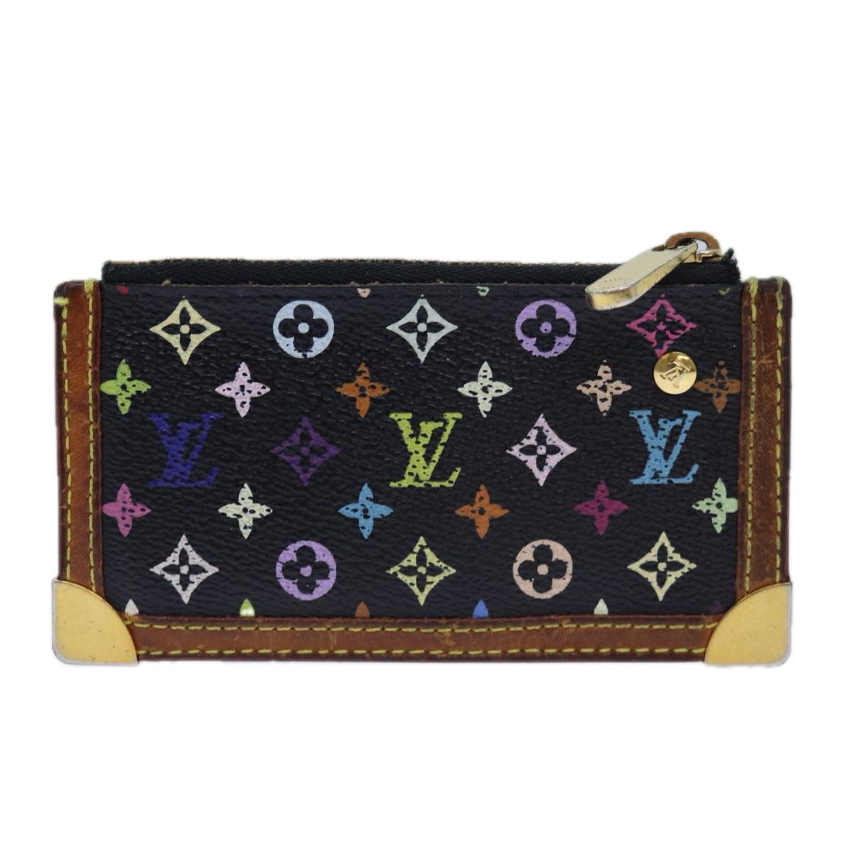 LOUIS VUITTON Monogram Multicolor Pochette Cles Purse Black M92654 Auth 85321 - 0