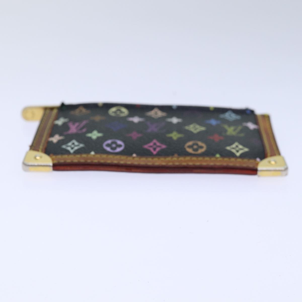 LOUIS VUITTON Monogram Multicolor Pochette Cles Purse Black M92654 Auth 85321