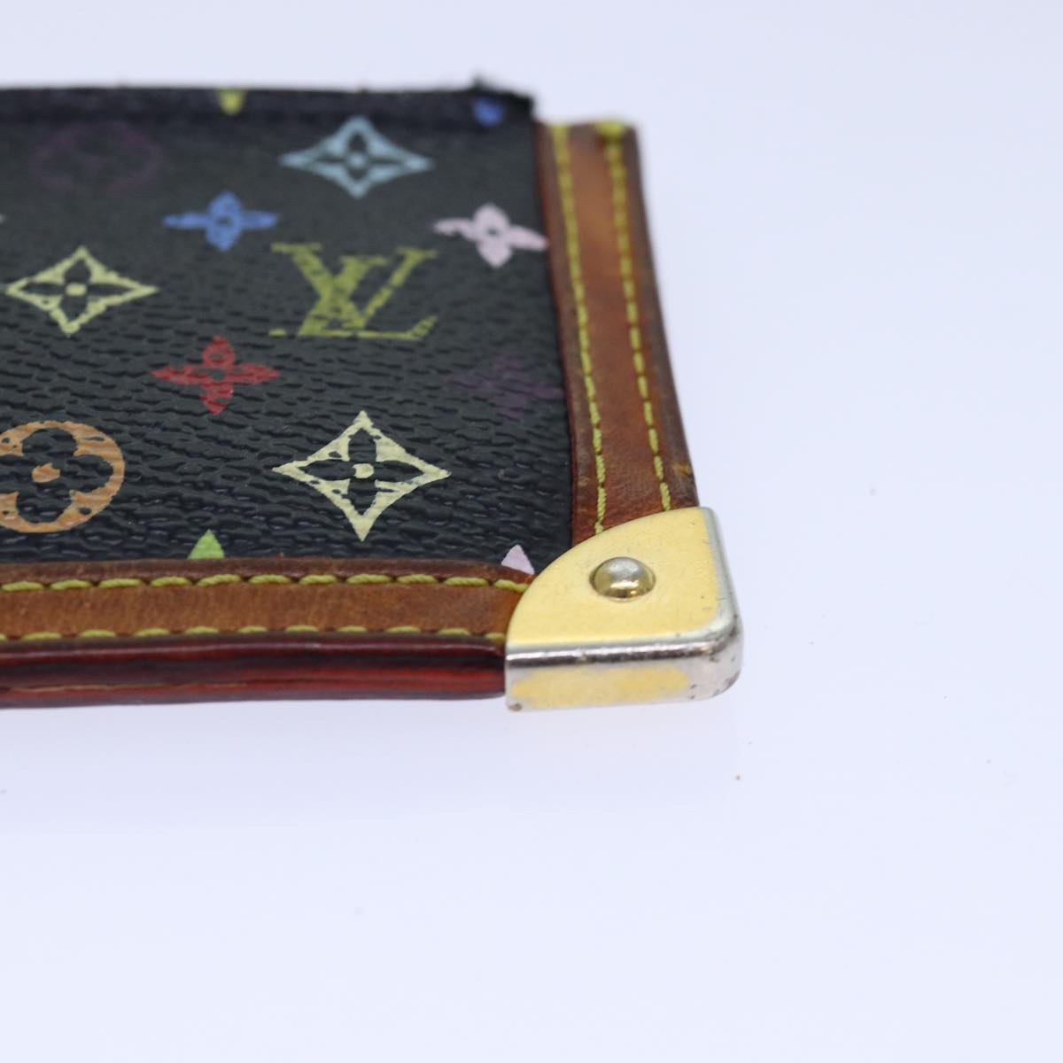 LOUIS VUITTON Monogram Multicolor Pochette Cles Purse Black M92654 Auth 85321