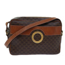 CELINE Macadam Canvas Shoulder Bag PVC Leather Brown Gold Auth 85387-1