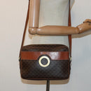 CELINE Macadam Canvas Shoulder Bag PVC Leather Brown Gold Auth 85387-21