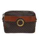 CELINE Macadam Canvas Shoulder Bag PVC Leather Brown Gold Auth 85387-13