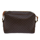 CELINE Macadam Canvas Shoulder Bag PVC Leather Brown Gold Auth 85387-2