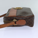CELINE Macadam Canvas Shoulder Bag PVC Leather Brown Gold Auth 85387-3
