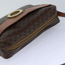 CELINE Macadam Canvas Shoulder Bag PVC Leather Brown Gold Auth 85387-6