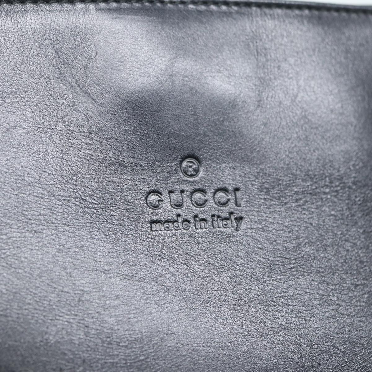 GUCCI Shoulder Bag Leather Silver Black 001 3167 Auth 85392