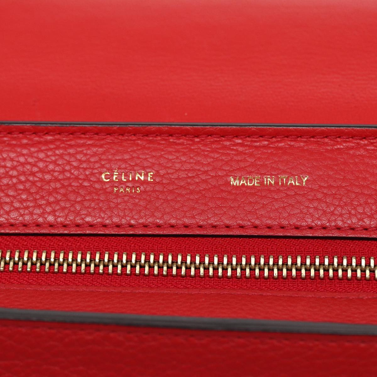 CELINE Trapeze Hand Bag Leather Suede 2way Red Gold Auth 85397