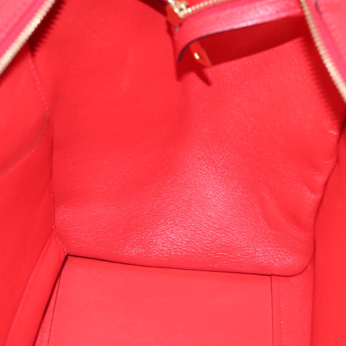 CELINE Trapeze Hand Bag Leather Suede 2way Red Gold Auth 85397