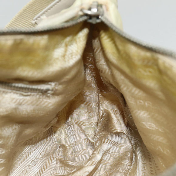 PRADA Shoulder Bag Nylon White Silver Auth 85399