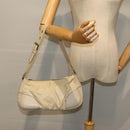 PRADA Shoulder Bag Nylon White Silver Auth 85399-26