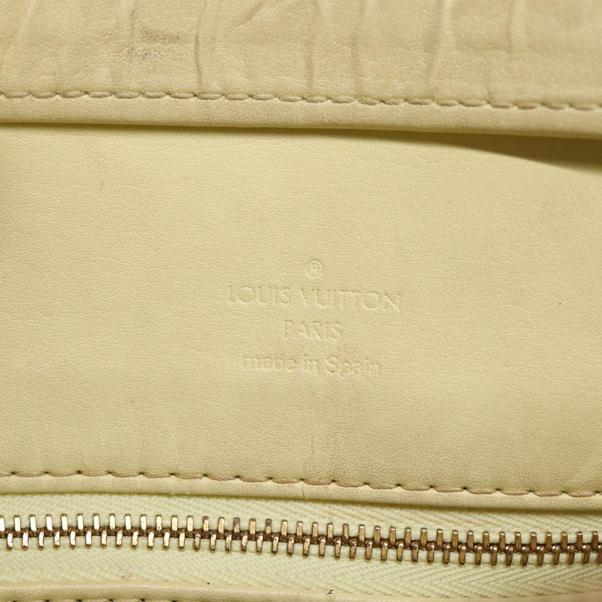 LOUIS VUITTON Monogram Vernis Houston Hand Bag Lime Yellow M91055 LV Auth 85403