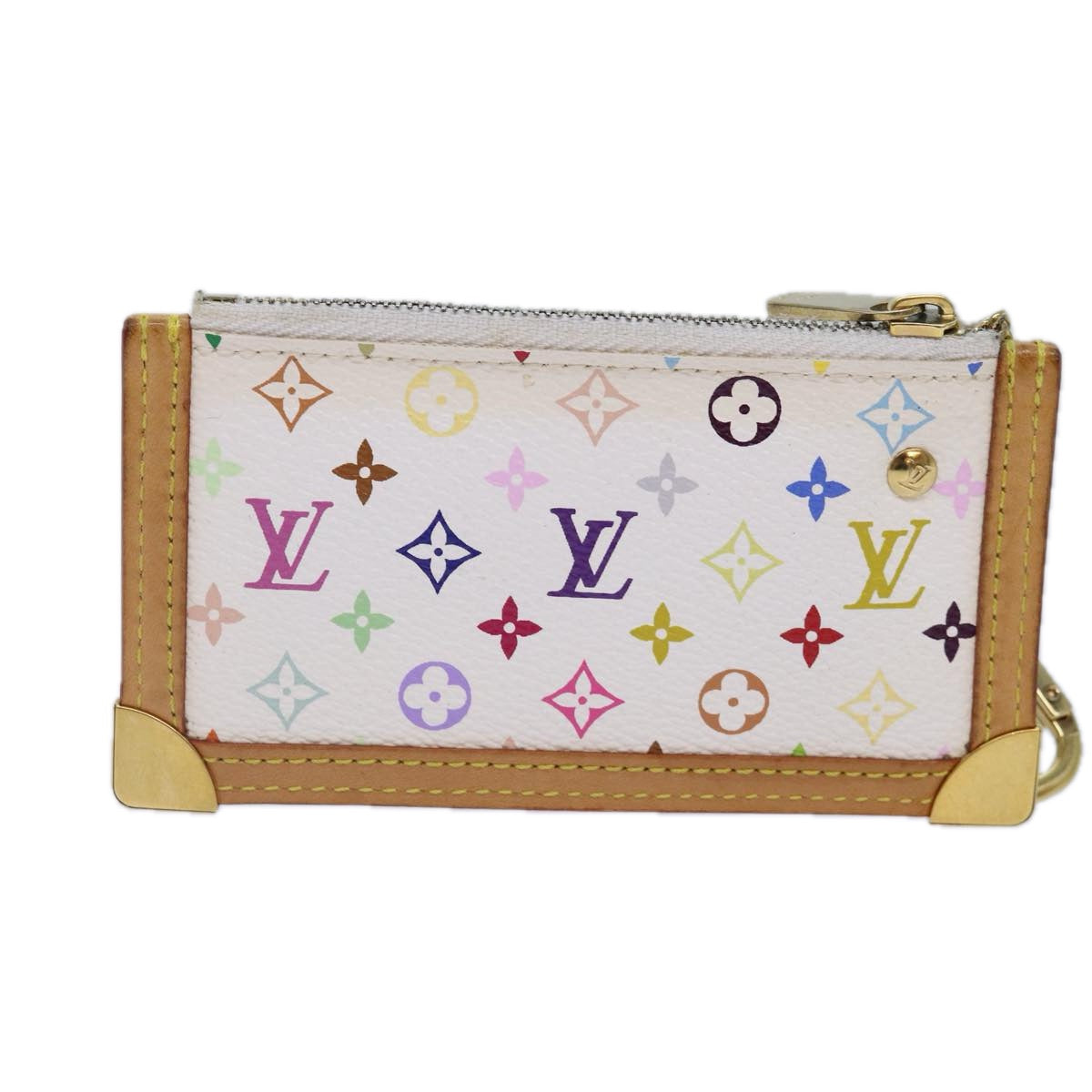 LOUIS VUITTON Monogram Multicolor Pochette Cles Purse White M92655 Auth 85417 - 0