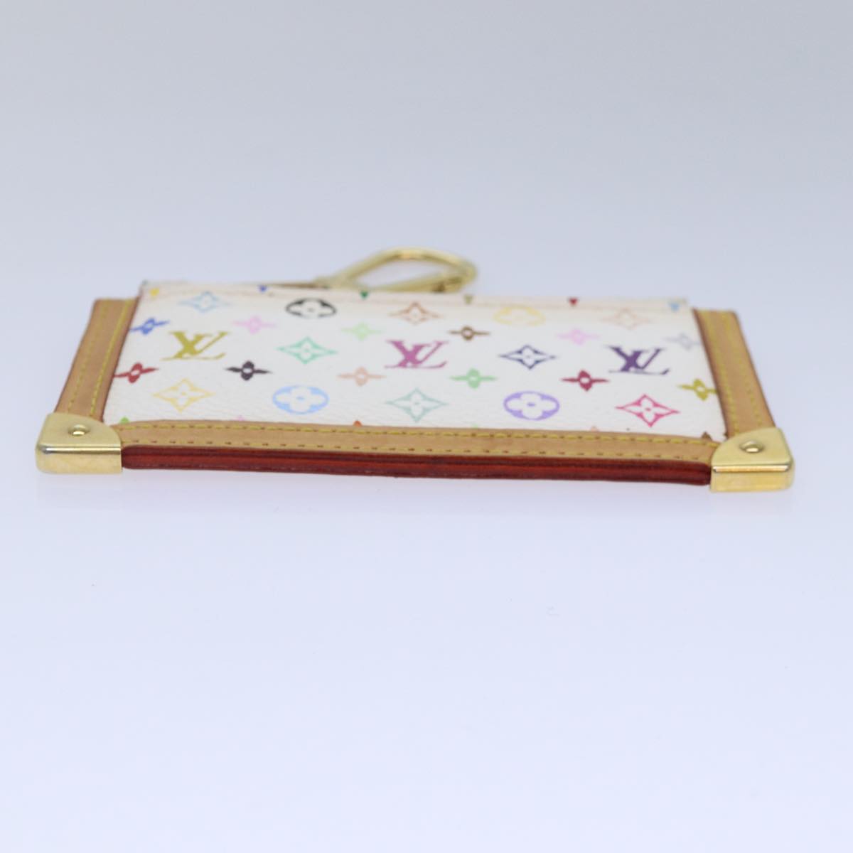 LOUIS VUITTON Monogram Multicolor Pochette Cles Purse White M92655 Auth 85417