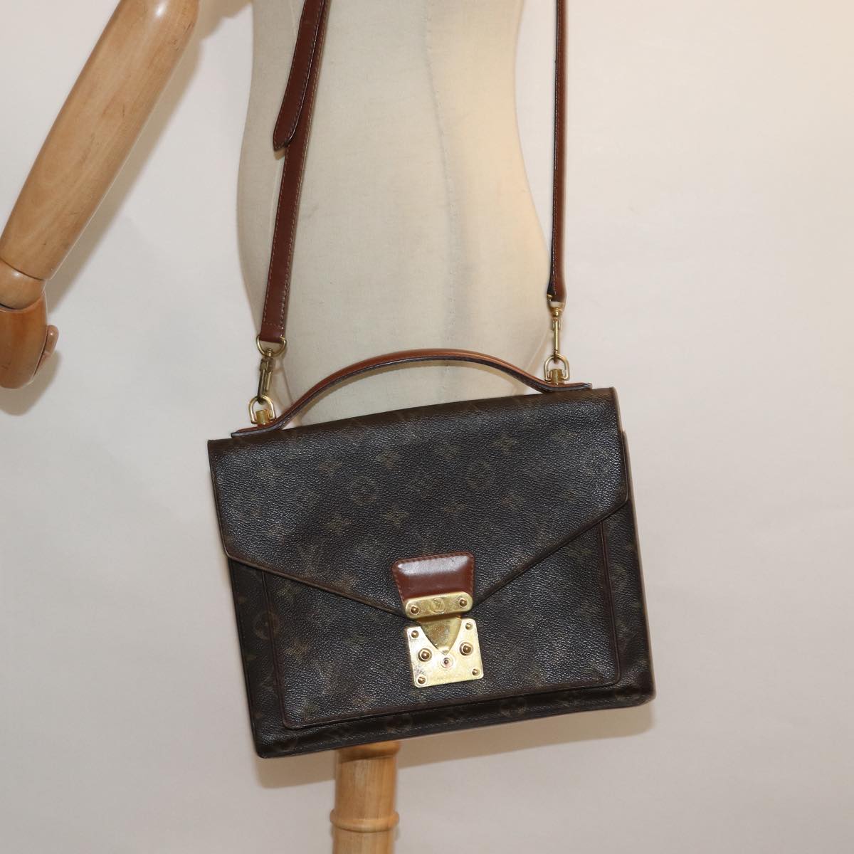 LOUIS VUITTON Monogram Monceau 28 Hand Bag 2way M51185 LV Auth 85428