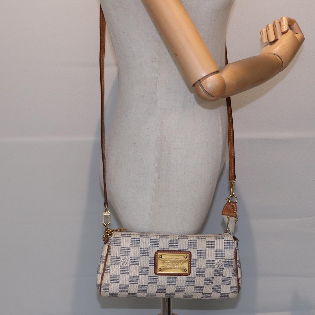 LOUIS VUITTON Damier Azur Eva Shoulder Bag 2way N55214 LV Auth 85433