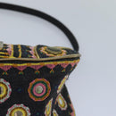 Christian Dior Hand Bag Canvas Blue Gold Auth 85438AM-16