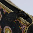 Christian Dior Hand Bag Canvas Blue Gold Auth 85438AM-9