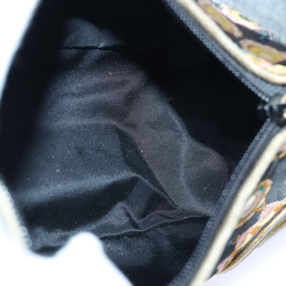 Christian Dior Hand Bag Canvas Blue Gold Auth 85438AM