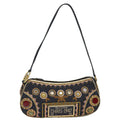 Christian Dior Hand Bag Canvas Blue Gold Auth 85438AM-1